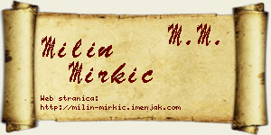 Milin Mirkić vizit kartica